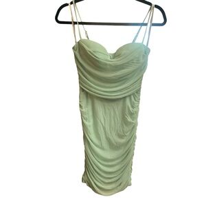 Privy Privately Privileged Light Green Mini Ruched Sample Dress Women’s Sz Small